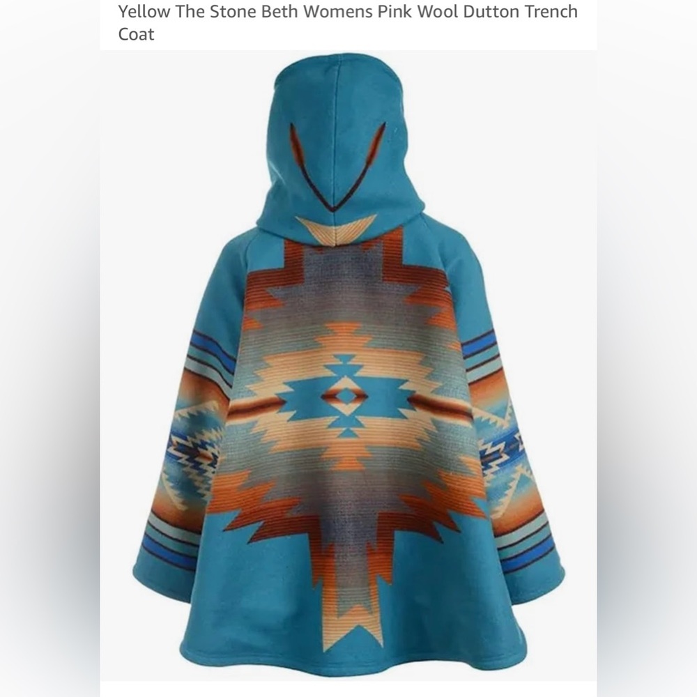 Leatherobe Blue Coat Aztec Coat. Size small. - Picture 2 of 12